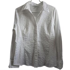 Dress Barn White Shirt Top Blouse Size L